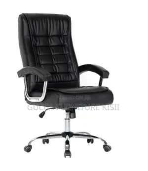 Leather High Back Leather Chair With Ergonomic Back Rest
