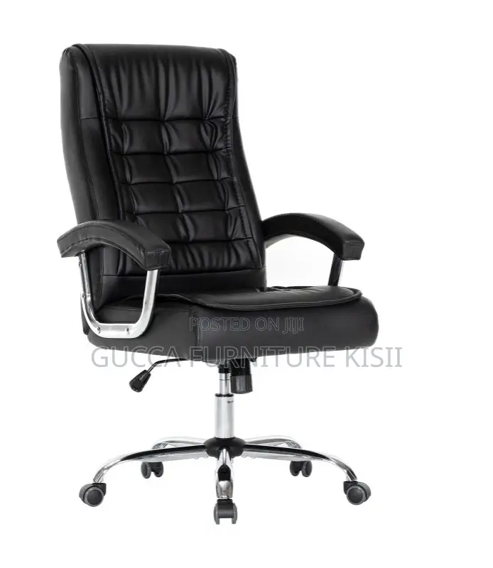 Leather High Back Leather Chair With Ergonomic Back Rest