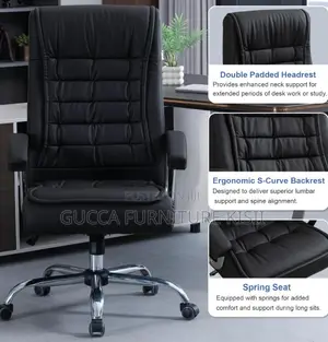 Leather High Back Leather Chair With Ergonomic Back Rest