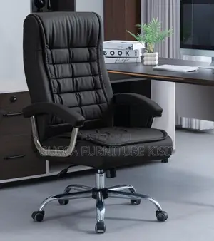 Leather High Back Leather Chair With Ergonomic Back Rest