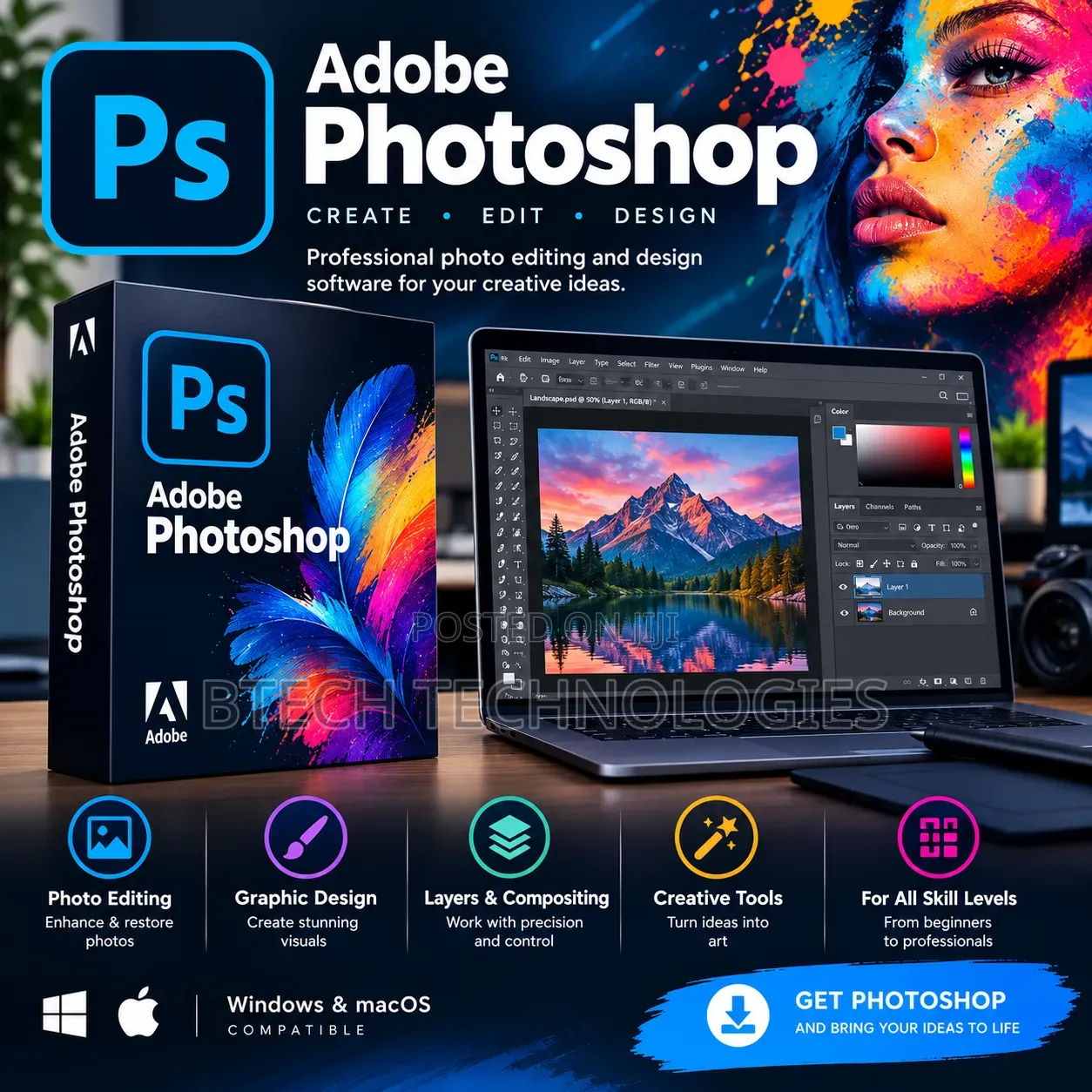 Adobe Photoshop Software Installation for PC & Mac
