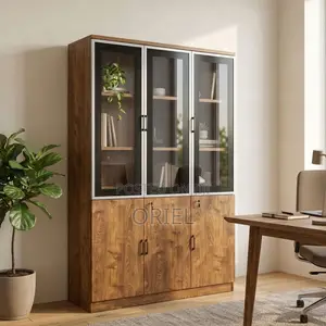 3-Door Wooden Office Cabinet – Modern Executive Storage Cupboard
