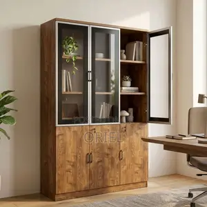 3-Door Wooden Office Cabinet – Modern Executive Storage Cupboard