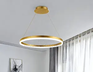 Modern LED Single Ring Halo Chandelier Light Brushed Gold