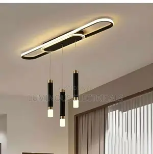 Modern 2-in-1 LED Ceiling Linear Halo & 3-Light Drop Chandelier