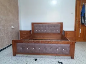 Executive Wooden Bed Set + Matching Nightstands