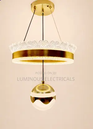 Luxury LED Crystal Crown & Gold Globe Pendant Chandelier