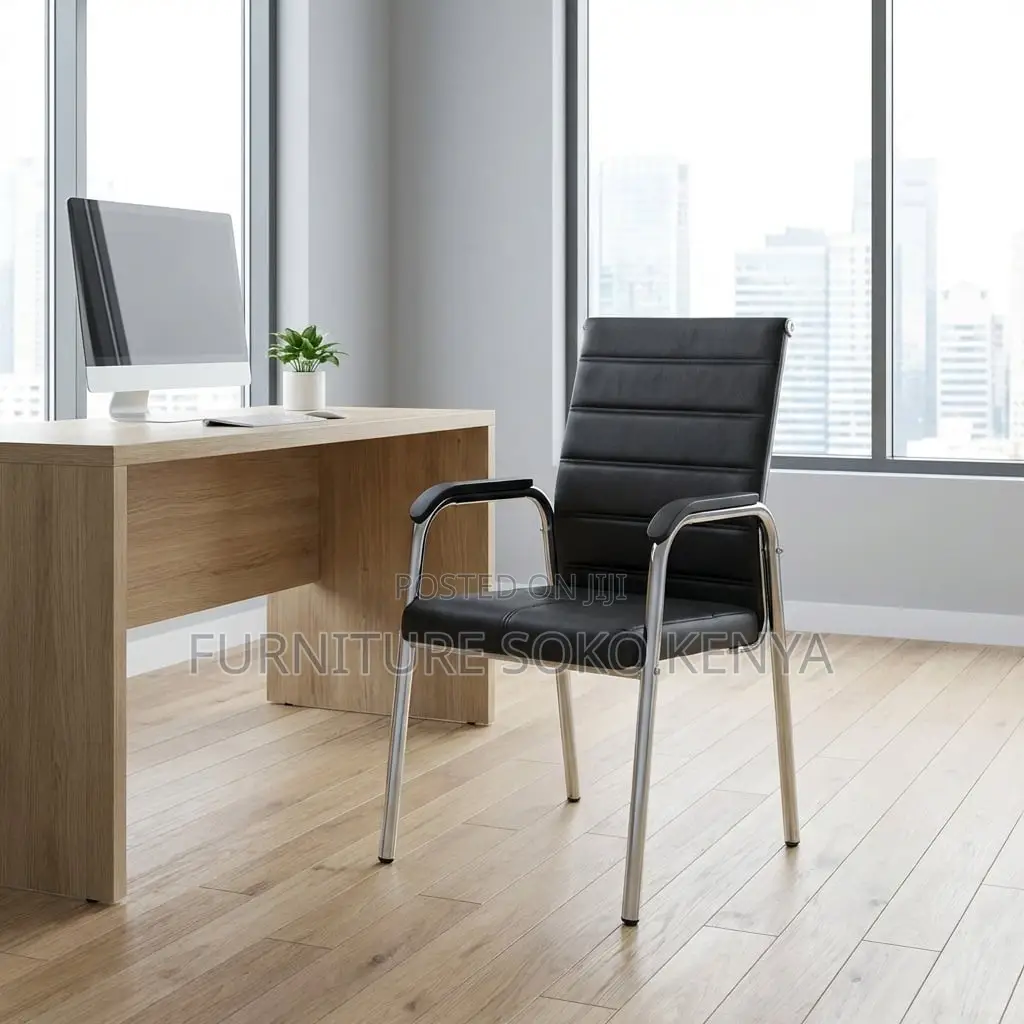 Guests Office Chairs | Leather Seat With Armrests
