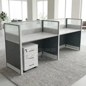 2-Way Gray Straight Workstation Desk.