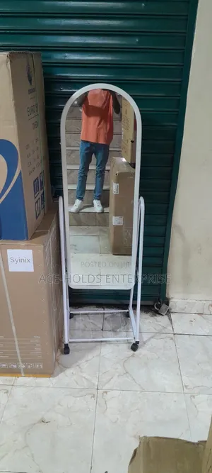 Full Length Dressing Mirror With Small Shoe Rack (Black/ White)