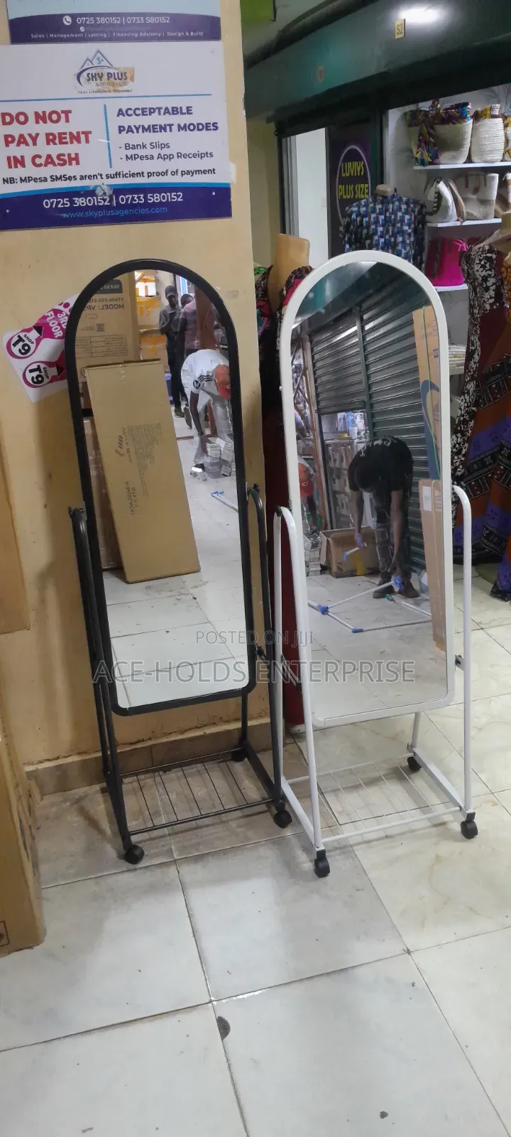 White and Black Frame - Dressing Mirror (Full Length)