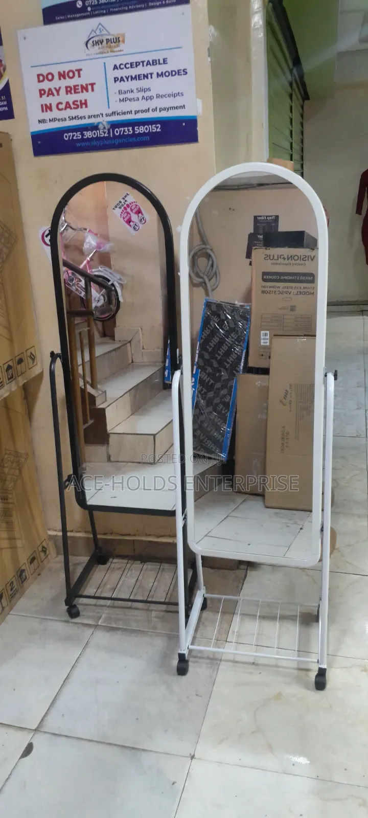 White and Black Frame - Dressing Mirror (Full Length)