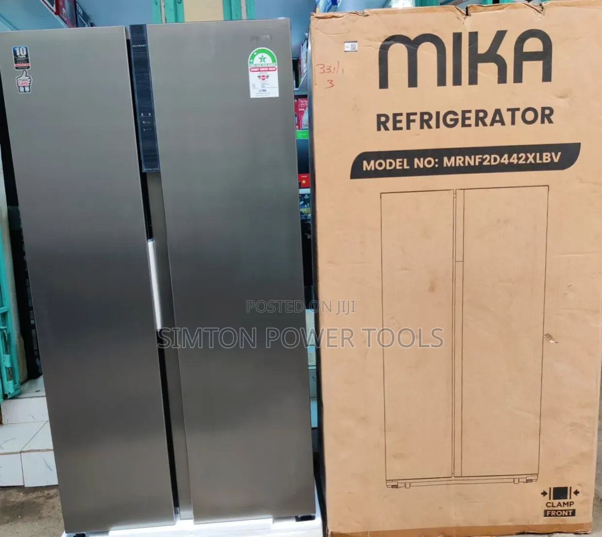 Mika 442L 2-Door Side-by-Side No Frost Refrigerator (Model: