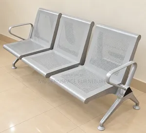 Silver Three-Seater Metallic Waiting Bench