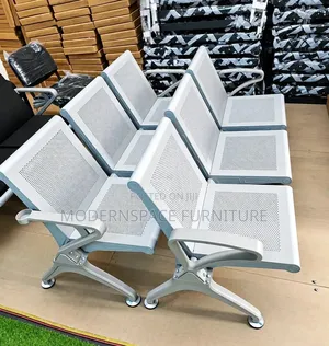 Silver Three-Seater Metallic Waiting Bench