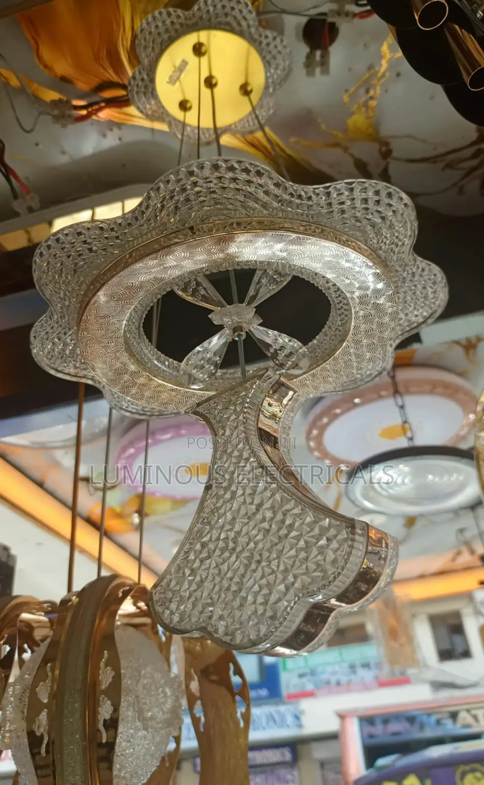 Luxury LED Crystal Flower Ring & Ribbon Chandelier - Adjustable