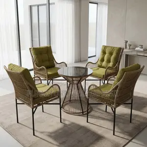 4-Seater Green Padded Dining Set