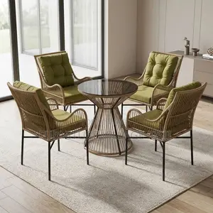 4-Seater Green Padded Dining Set