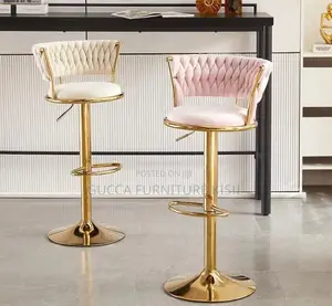 Velvet Upholstered Modern Counter Stool