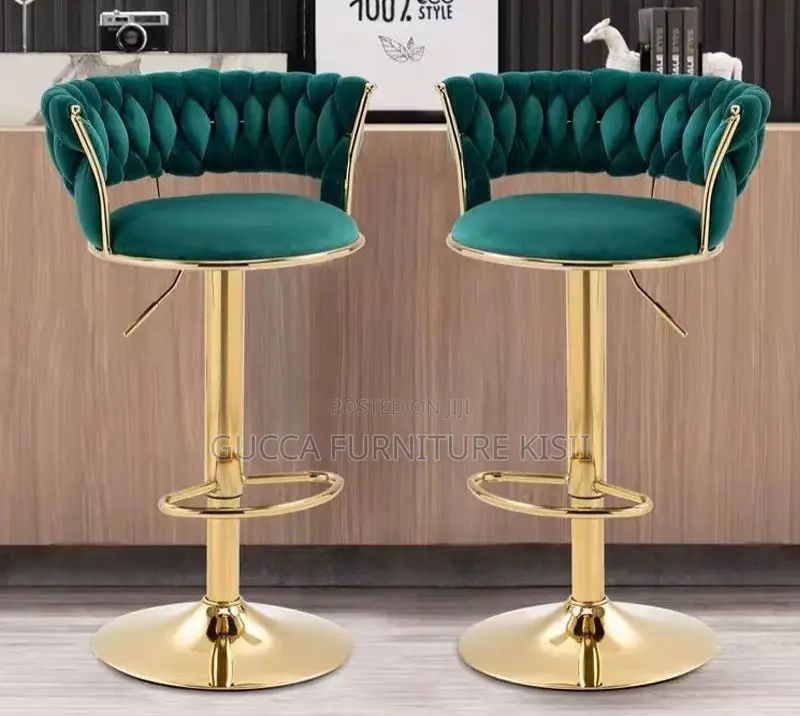 Velvet Upholstered Modern Counter Stool