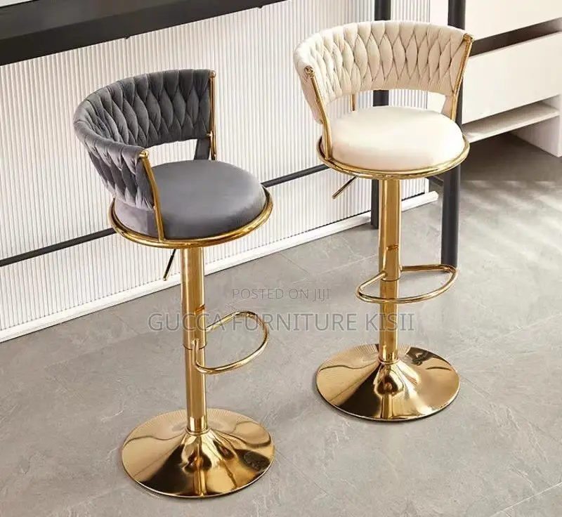 Velvet Upholstered Modern Counter Stool
