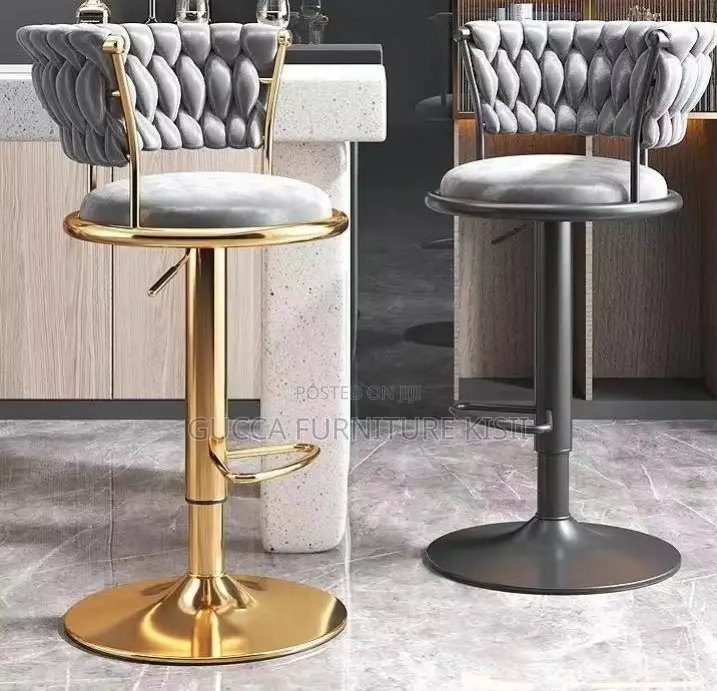 Velvet Upholstered Modern Counter Stool