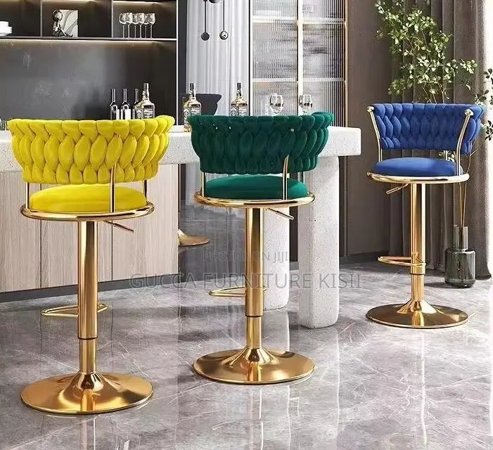 Velvet Upholstered Modern Counter Stool