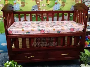 Wooden Baby Cot With Mattress