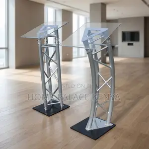 Podium Stand; Glass Top Steel Podium Stand