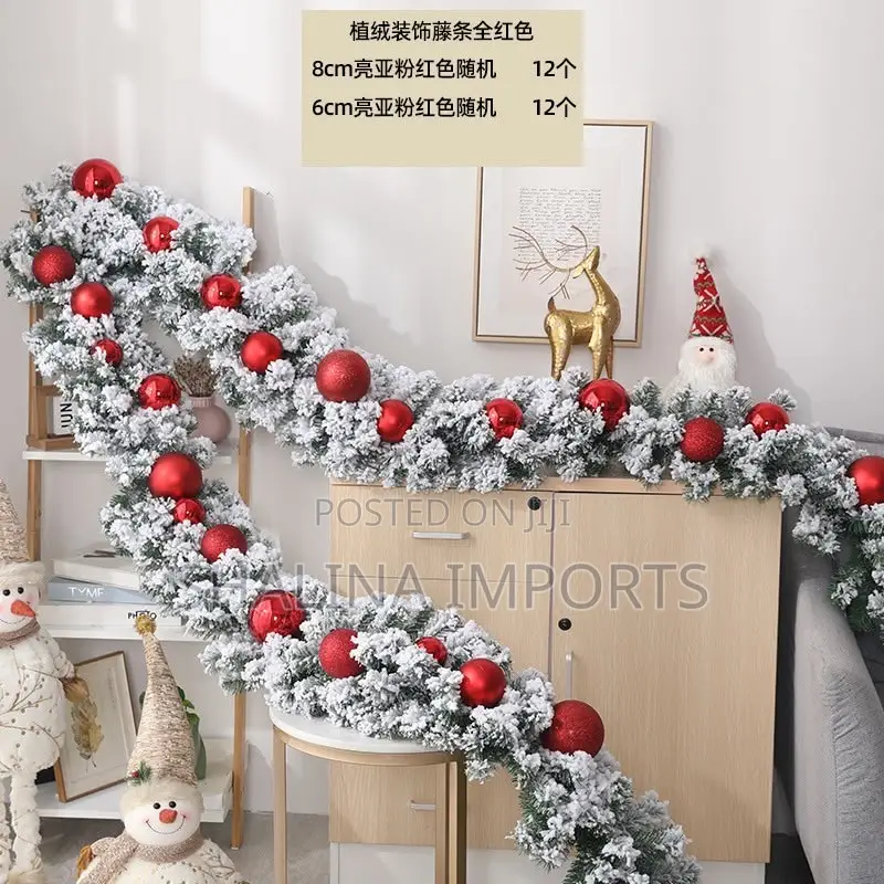 2.7m Artificial Flocked Christmas With Decoration Baubles as Shown*m