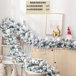 2.7m Artificial Flocked Christmas With Decoration Baubles as Shown*m