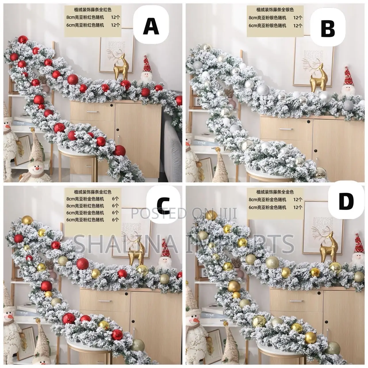 2.7m Artificial Flocked Christmas With Decoration Baubles as Shown*m