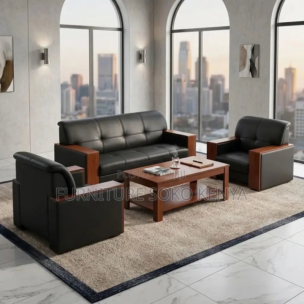 Executive Leather Lounge Sofa Set | Five Seaters Modern Sofa