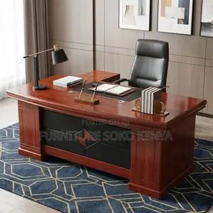 180CM Red Executive | Mahogany Desk | Polished Brown Top Desk