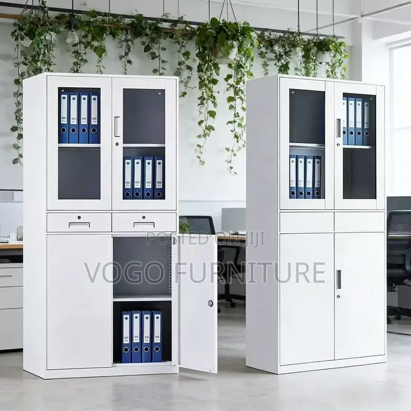 Cabinet; Half Glass 2-Door Cabinet