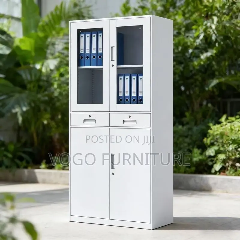 Cabinet; Half Glass 2-Door Cabinet