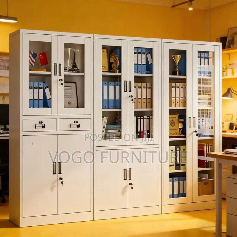Cabinet; Half Glass 2-Door Cabinet