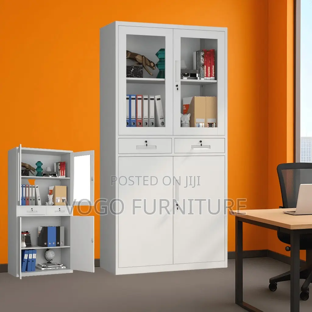 Cabinet; Half Glass 2-Door Cabinet