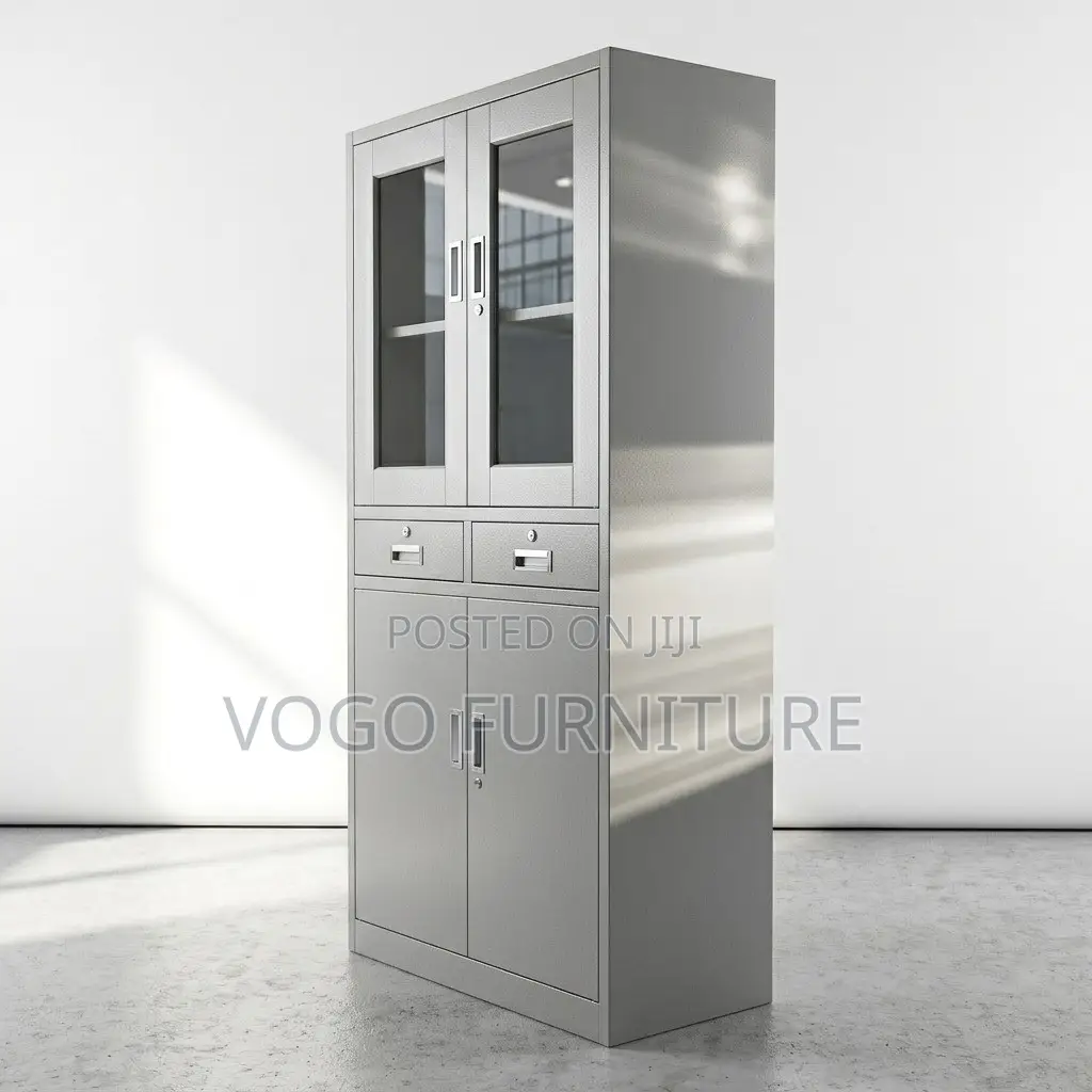 Cabinet; Half Glass 2-Door Cabinet