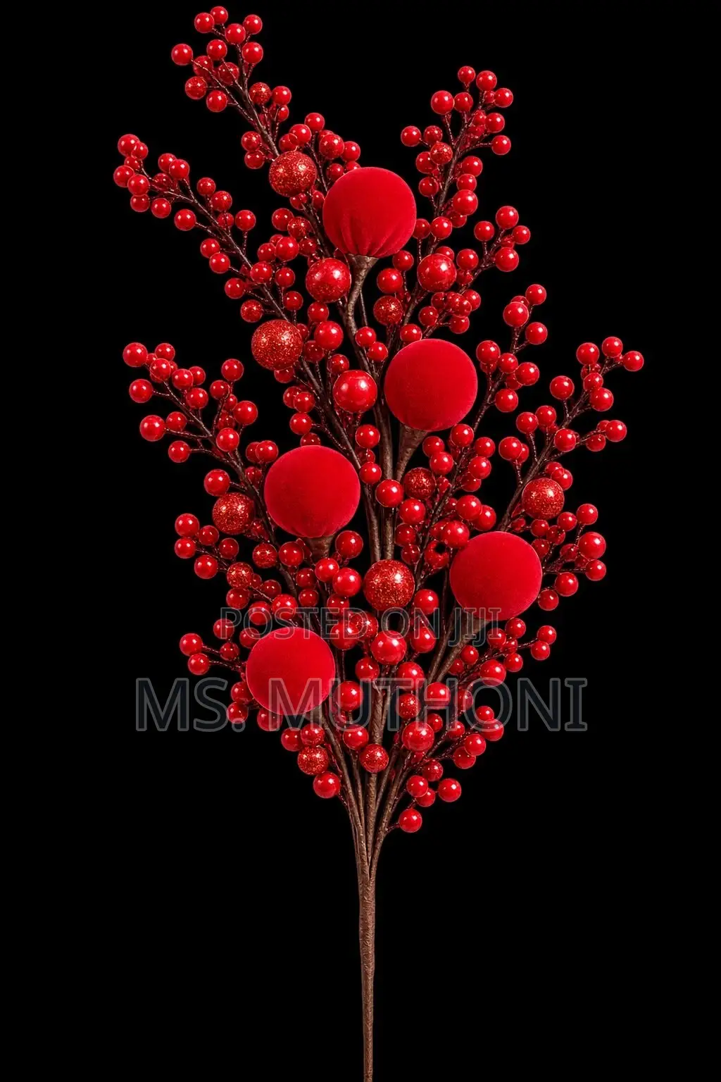 Christmas Decorative Berry With Velvet Balls*
