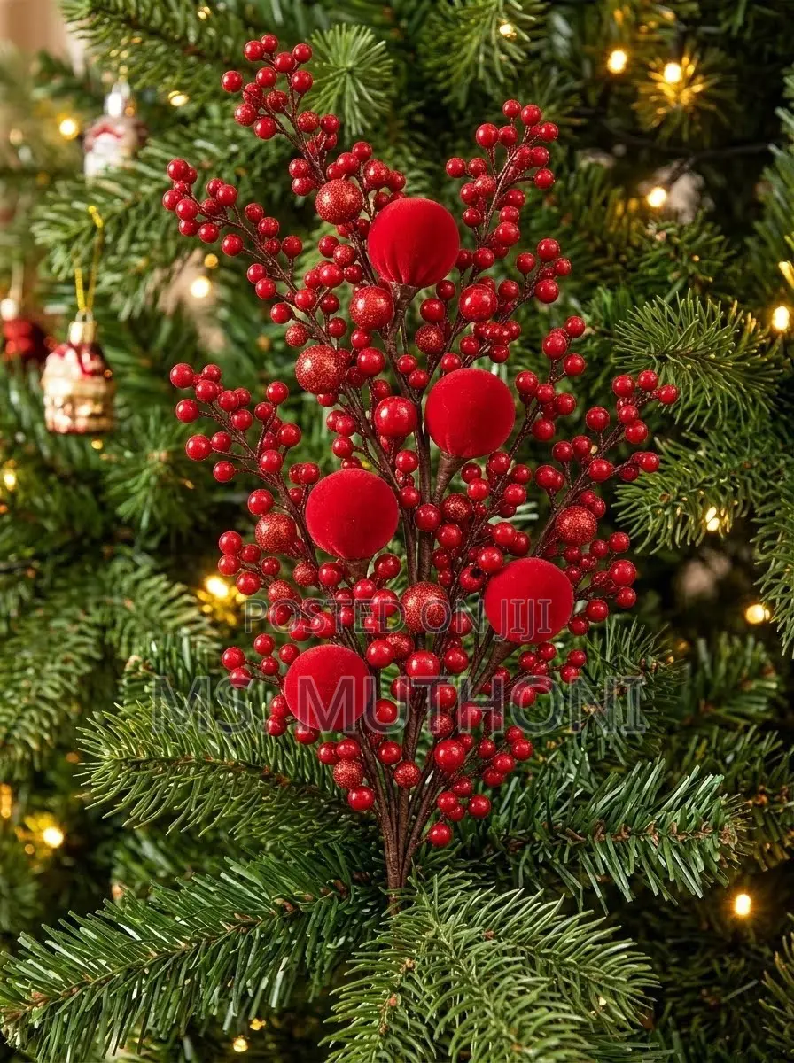 Christmas Decorative Berry With Velvet Balls*
