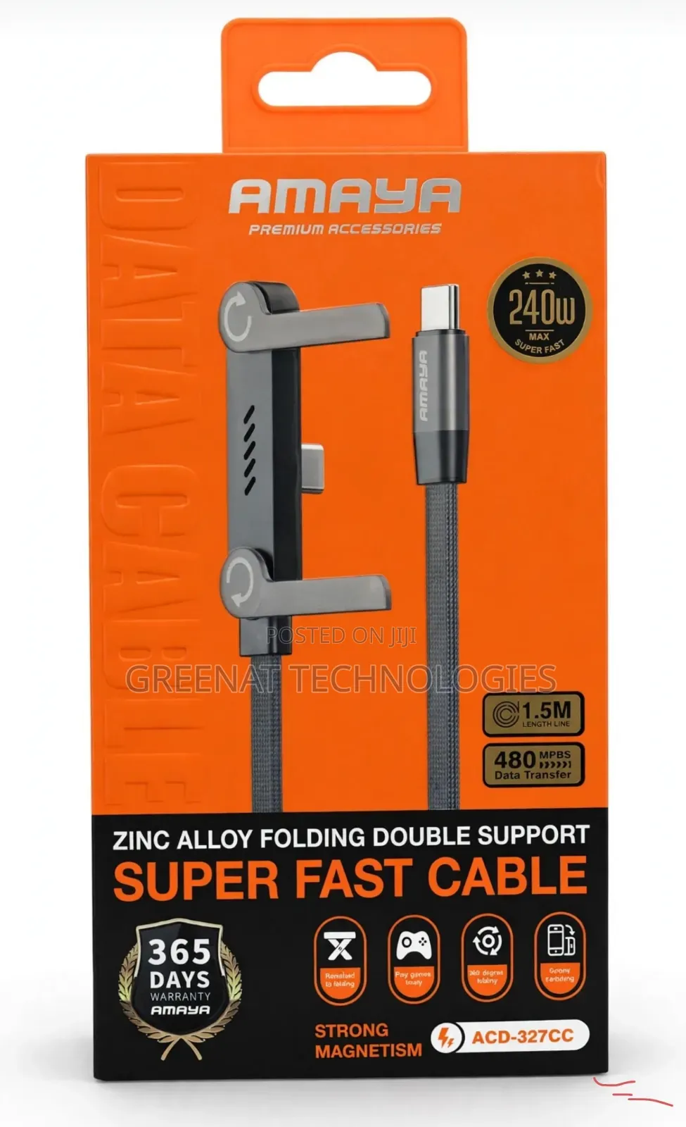 AMAYA Folding Double Fast Cable Type-C to Type-C 240W 1.5M 480Mbps