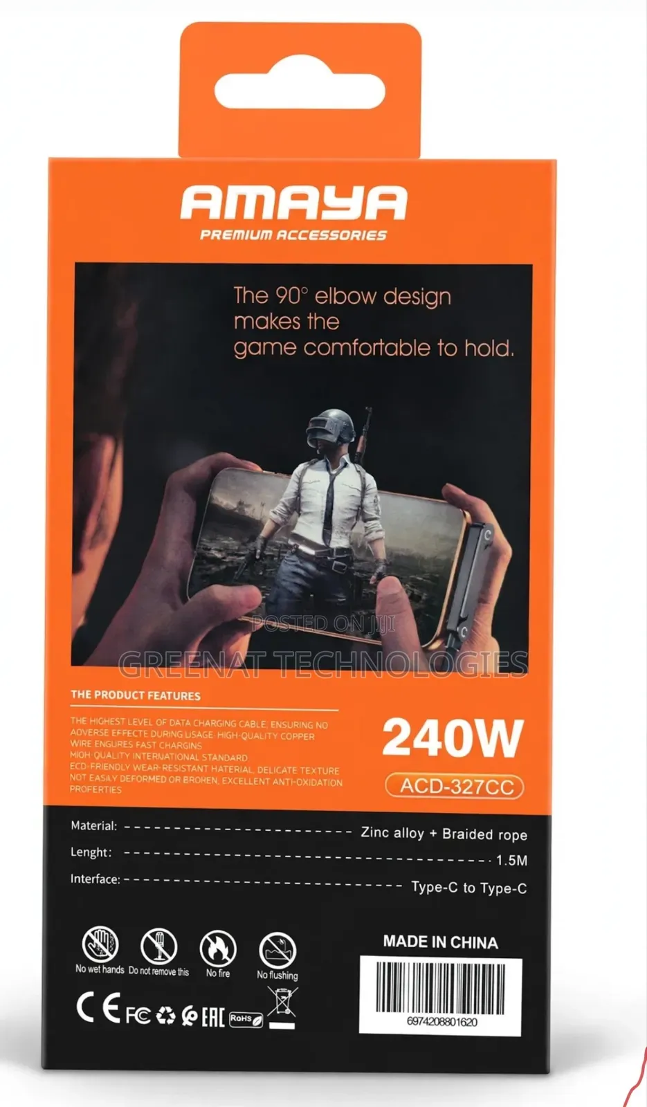 AMAYA Folding Double Fast Cable Type-C to Type-C 240W 1.5M 480Mbps