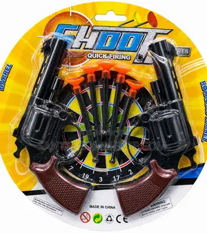 Toy Revolver Dart Gun Set With Suction Cup Darts and Target Board
