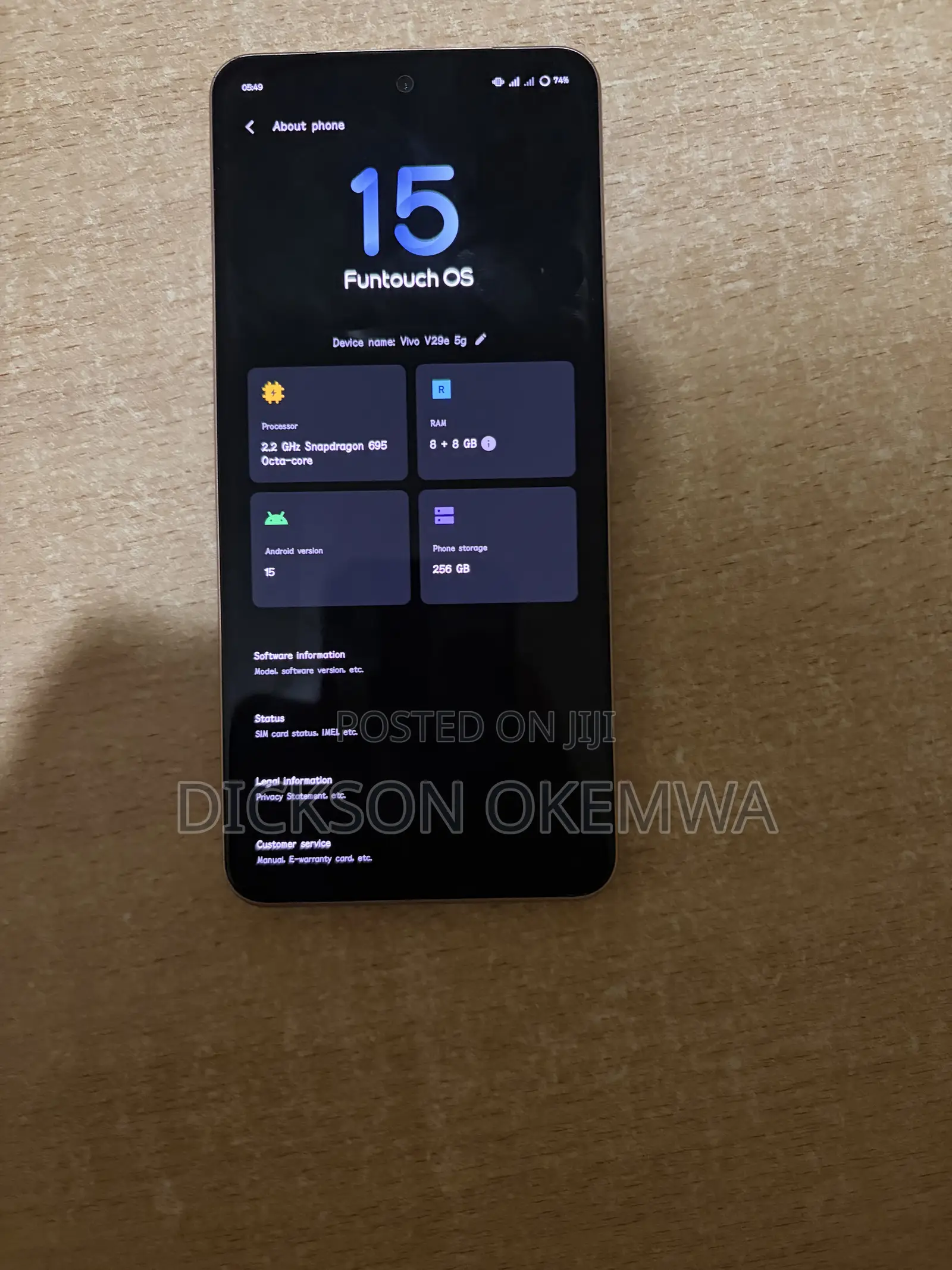 Vivo V29e 5G 256 GB Rose Gold