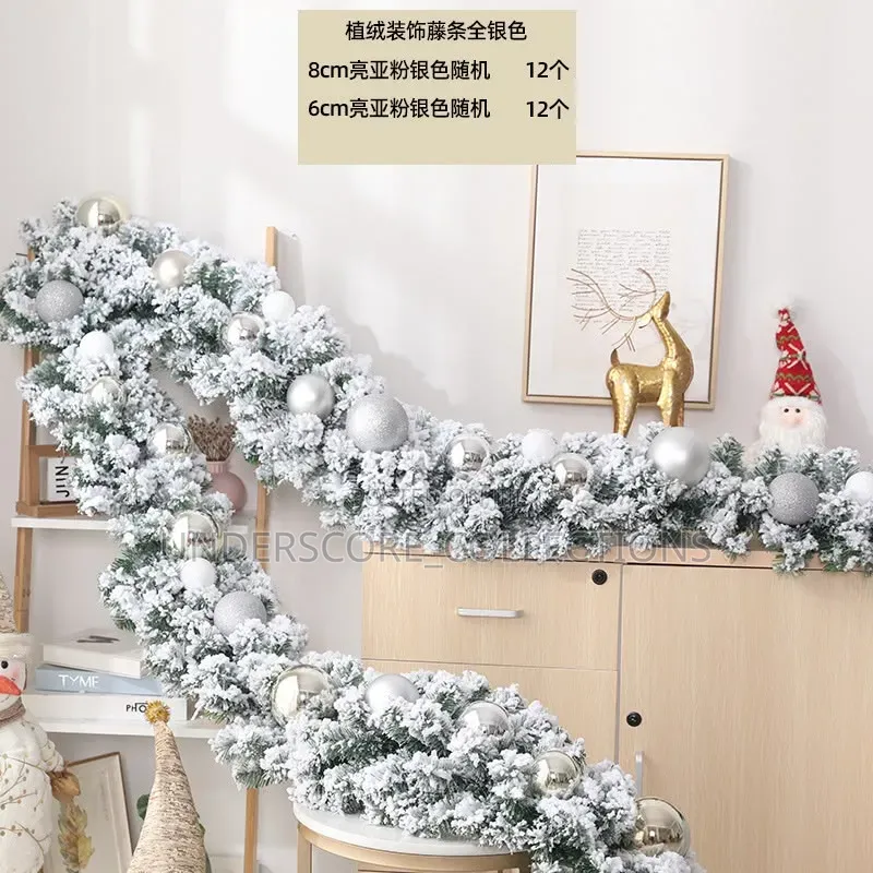 2.7m Artificial Flocked Christmas *With Decoration Baubles