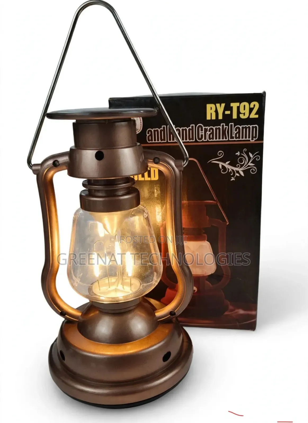 Solar Hand Crank Lamp USB-C Rechargeable Vintage Lantern Lamp