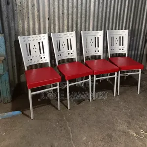 Restaurant Red Padded Chairs With Coated White Frame 