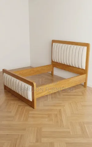Custom 5x6 Solid Wood Bed Frame With Cream Fluted Panels (Brand New)