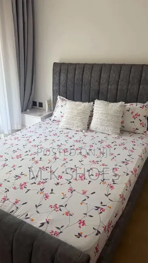5 by 6 Bed Without Mattress and Bedside Table
